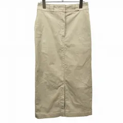 【中古】[印象AB] Dickies ディッキーズ チノスカート ロングスカート レディース L ベージュ ポリエステル×綿×ポリウレタン 古着 ウエストゴム フロントファスナー 両面スリット ロゴパッチ ワンポイント ベトナム製のサムネイル