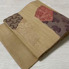 猫と手毬柄 半幅帯 カーキ紫リバーシブル正絹☆未使用品 - メルカリ
