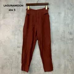 LAGUNAMOON ラグナムーン S ブラウン バックベルトテーパードパンツ 031920700701-01 テーパードパンツ バックベルト ハイウエスト リネン混 リヨセル ボトムス カジュアル オフィスカジュアル ★ ■◆のサムネイル