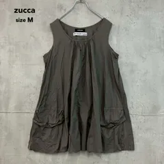 zucca ズッカ M チュニック ノースリーブ ワンピース プルオーバー カットソー ミニ丈 ひざ丈 トップス 変形 デザイン ギャザー フリル ボリューム Aライン ポケット付き ドレープ グレー カジュアル 古着 ★ ■◆のサムネイル
