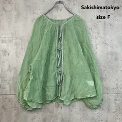 Sakishimatokyo サキシマトーキョー 2WAY シアーブラウス ボリューム袖 リボン グリーン Fサイズ シャツ トップス シアー素材 透け感 レイヤード 大人カジュアル きれいめ トレンド 重ね着 春 夏 レディース ★ ■◇のサムネイル