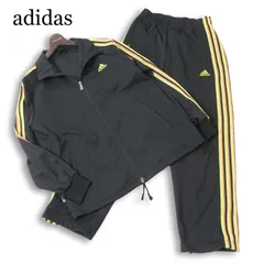 adidas アディダス 通年★ ジャージ ジップ ロゴ刺繍 トラック ジャケット パンツ セットアップ 日本製 Sz.M メンズ 黒のサムネイル