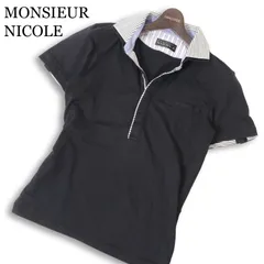 MONSIEUR NICOLE ムッシュ ニコル 春夏★ 半袖 切替 ポロシャツ Sz.46 メンズ 黒のサムネイル
