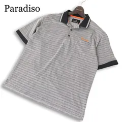 【美品】Paradiso パラディーゾ ゴルフ 春夏★ 半袖 鹿の子 ボーダー ロゴ刺繍 ポロシャツ 日本製 Sz.M メンズのサムネイル