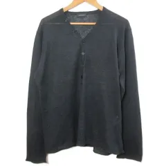 ジョセフオム JOSEPH HOMME ヘンリーネック Vネック リネンニット プルオーバー 長袖 薄手 48 L相当 ダークネイビー /Xのサムネイル