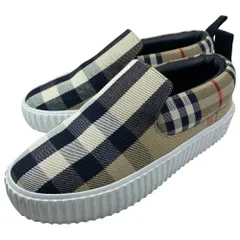 BURBERRY バーバリー ノバチェック スリッポン スニーカー キッズ レディース可 8060630 コットンキャンバス ベージュ ブラック 35(約22cm) カジュアル デイリー お出かけ 定番 人気 上品 軽快 洗練のサムネイル