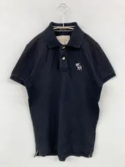 Abercrombie & Fitch アバクロンビーアンドフィッチ ポロシャツ S ネイビー 無地 ワンポイント 刺繍 半袖 メンズ