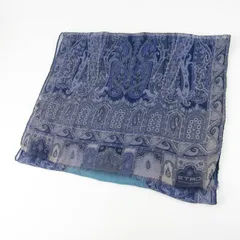 エトロ ストール 大判スカーフ ペイズリー柄 シルク イタリア製 ブランド 小物 レディース ネイビー ETRO 【中古】