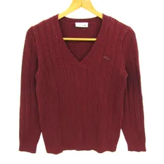 ラコステ ニット トップス Vネック ウール混 レディース 38サイズ ワインレッド LACOSTE 【中古】のサムネイル