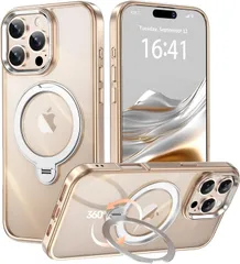 KMAMBNG iPhone16 Pro Max ケース 360度スタンド 耐衝撃 MagSafe対応