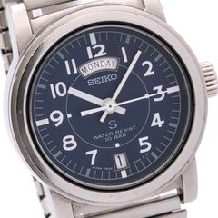 美品 稼働品 SEIKO SUS クォーツ メンズ 腕時計 青文字盤 デイト 