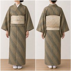 お買得】夏着物と帯セット 小紋 普段着 夏コーデ 単衣 着丈161