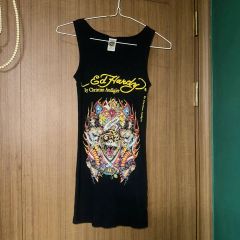 レア y2k Ed Hardy ラブキル スカルロゴ ラインストーンタンクトップ