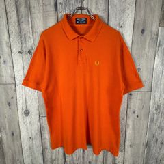 美品】Fred Perry ポロシャツ 刺繍ロゴ リブライン オレンジ - メルカリ