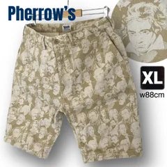 フェローズ ★クラシック音楽家総柄ショートパンツ/ショーツ★オックスフォード★ベージュ★pherrow’s★メンズXL/w88cm   #2606J004のサムネイル