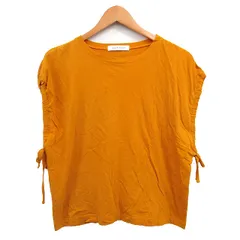 アズールバイマウジー AZUL by moussy カットソー Tシャツ ノースリーブ リボン コットン シンプル S オレンジ 橙色 /KT34