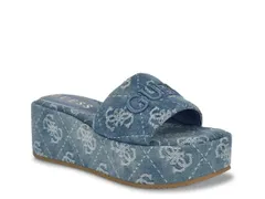 ゲス レディース シューズ サンダル Guess Bintai Wedge Sandal Blue Denim Fabric デニムのサムネイル