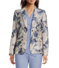 ダナキャラン レディース アウター コートール ジャケット Donna Karan Metallic Jacquard Notch Lapel 1Button Jacket Limestone Mulのサムネイル