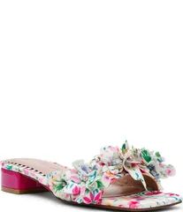 ベッツィジョンソン レディース シューズ サンダル Betsey Johnson Glorria Flower and Rhinestonembellished Slide Sandals Naturのサムネイル