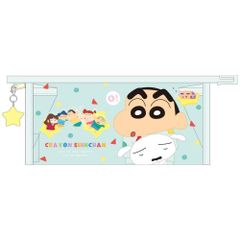 신품 크레용 신짱 파자마 무늬 비즈 매력 첨부 클리어 펜 파우치 MUGYU 신짱 파우치 투명 귀여운 문구 붓 상자 약 H100×W272×D60mm KS-5562100MP