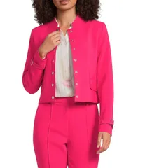 ダナキャラン レディース アウター コート クルーネック ジャケット DKNY By Donna Karan Coordinating Tech Tailoring Jacquard Crew Necのサムネイル