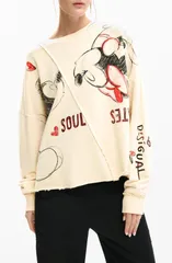 デジグアル レディース アウター パーカー・スウェット シャツ フリース グラフィック Desigual Mickey Minnie Mouse Raw Seam Fleece Graphic Sweのサムネイル
