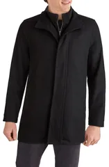 コールハーン メンズ アウター ジャケット・ブルゾン ウール コート Cole Haan Signature Melton Wool Blend Topcoat Black ブラックのサムネイル