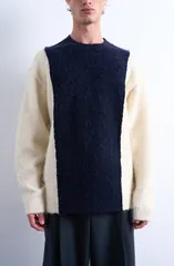 トップマン メンズ アウター パーカー・スウェット セーター Topman Fluffy Paneled Sweater Navy ネイビーのサムネイル