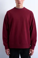 トップマン メンズ アウター パーカー・スウェット シャツ コットン Topman Lightweight Oversize Cotton Sweatshirt Burgundy バーガンディのサムネイル