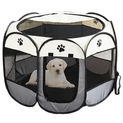 Cutety パッと開く 折りたたみ式 ペットサークル 犬 猫 防災 アウトドア サークル ゲージ 中型犬対応 (Sサイズ×グレー) 1のサムネイル