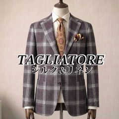 シルク&リネン】TAGLIATORE テーラードジャケット チェック 48 背抜き