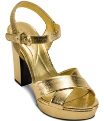 ダナキャラン レディース シューズ サンダル プラットフォーム トール ヒール Donna Karan Stefania Metallic Lizard Embossed Platform Blockのサムネイル