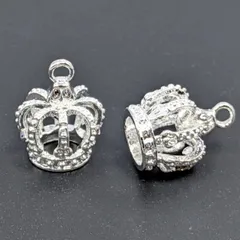 チャーム 王冠 丸クラウン 古代銀 10個 17mm チャーム シルバー 銀色 キーホルダー ネックレス 飾り ピアス ビーズクラブ