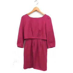 プロポーション ボディドレッシング PROPORTION BODY DRESSING レース セパレート風 ワンピース フレア ミニ リボン 七分袖 3 ピンク /NT31