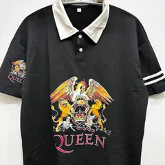 新品 クイーン QUEEN ドライ生地 ポロシャツ L〜XLサイズ相当 Tシャツ バンドTシャツ ミュージックTシャツ グッズ クラシック メタル ロック バンティー バンT プリント ユニセックス 半袖 夏物 夏服 アメカジ アメリカン ストリート 襟付きのサムネイル