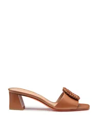 サントーニ レディース シューズ サンダル レザー ヒール Santoni Womens leather midheel sandal Brown ブラウンのサムネイル