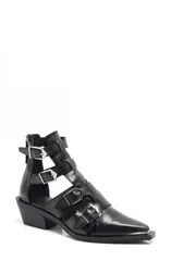 フリーピープル レディース シューズ ブーツ・レインブーツ Free People Helen Buckle Strap Bootie Black Leather ブラックのサムネイル