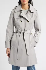 ロンドンフォグ レディース アウター ジャケット・ブルゾン コート London Fog Missy Hooded Belted Trench Coat Volcanic Rockのサムネイル