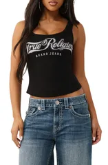 トゥルーレリジョン レディース トップス シャツ ロゴ True Religion Crystalogo Tank Jet Black ブラックのサムネイル