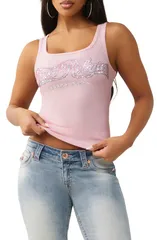 トゥルーレリジョン レディース トップス シャツ ロゴ True Religion Crystalogo Tank Fairytaleのサムネイル