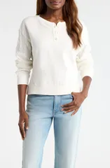 ラッキーブランド レディース トップス シャツ Lucky Brand Cable Stitch Sleeve Henley Top Tofuのサムネイル