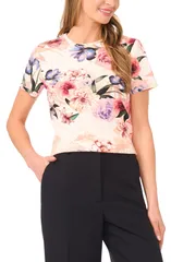 テッドベーカー レディース トップス Tシャツ フラワー柄 プリント フラワー Ted Baker Lia Floral PrintShirt Vanilla Iceのサムネイル