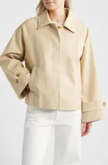 マンゴ レディース アウター ジャケット・ブルゾン コットン コート MANGO Cuba Oversize Short Cotton Trench Coat Beige ベージュのサムネイル