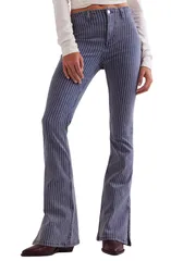 フリーピープル レディース シューズ ブーツ・レインブーツ サイドスリット ブーツカット ジーンズ Free Peoplevel Up Stripe Side Slit Bootcut Jeans Fのサムネイル