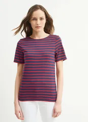 セイントジェームス レディース トップス シャツ Saint James LEVANT MODERN Breton Stripe Short Sleeve Shirt NavyRed ネイビーのサムネイル