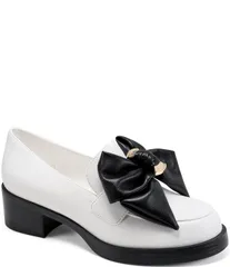 カール ラガーフェルド レディース シューズ ヒール ローファー KARLAGERFELD PARIS Camilia Bow Loafer Pumps Bright WhiteBlack ホワイトのサムネイル