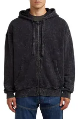 ジースター メンズ アウター パーカー・スウェット GSTAR Washed Loose Fit Zip Hoodie Dark Black Smokey ブラックのサムネイル