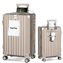 [SupTrip] スーツケース 機内持ち込み 多機能 キャリーケース 大型 超軽量 キャリーバッグ 耐衝撃 USBポート付き カップホルダー付き 充電機能 荷物フック 隠しフック機能 静音 ダブルキャスター 360度回転 修学 泊まる 旅行 出張 (シャ 0のサムネイル
