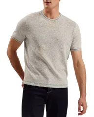テッドベーカー メンズ アウター ニット・セーター Tシャツ Ted Baker Textured Short Sleeve Sweater Tee Naturalのサムネイル