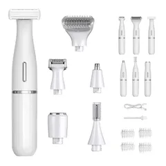 Yhfesh 6in1 プレミアム電動シェーバー 女性用フルボディケアシステム Vio 多機能 顔 脇 腕 産毛 背中 足 すね毛 ムダ毛処理 全身用 痛くない 防水 水洗い可能 ドライウェット両用 軽量 Usb充電式 急速充電 低騒音 ビキニライン デ 0のサムネイル